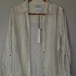 Nicole Miller Cream button down blouse XL